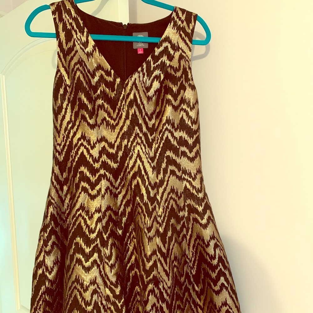 Vince Camuto black and gold party dress